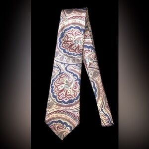 NWT Vintage The Men's Store (Sears) Paisley Silk Tie in Blue and Gray